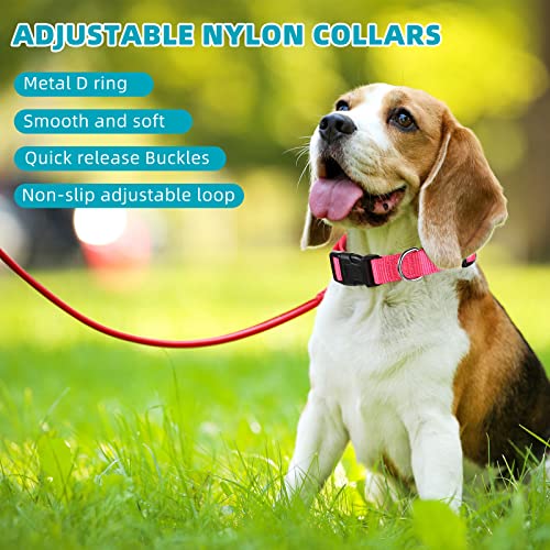 9 Pieces Adjustable Dog Collar for Medium Dogs, Soft Nylon Dog Collar with Quick Release Buckle PET Collar Bulk for Dogs Walking Running Training, Medium