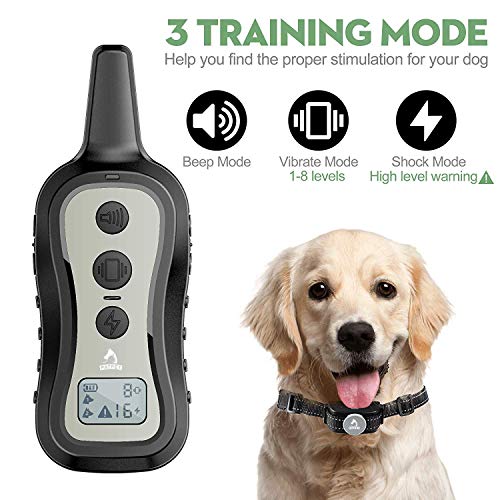 PATPET Dog Training Collar Dog Shock Collar with Remote - 3 Training Modes, Beep, Vibration and Shock, Up to 1000 ft Remote Range, Rainproof for Small Medium Large Dogs