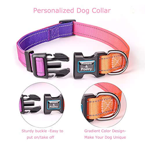 Roses&Poetry Reflective Dog Collar with Gradient Mistyrose,Adjustable Durable Pet Collars for Small Medium Large Dogs （Mistyrose-XS