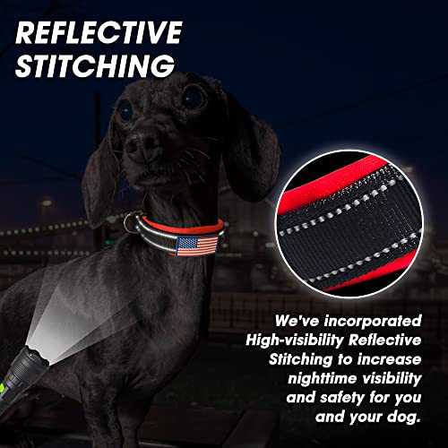 Marmuty Neoprene Dog Collar, Comfortable and Adjustable Reflective Dog Collars for Small Medium and Large Dogs, Metal Buckle Pet Collar for All Breeds with Patch, Soft Thick Padded Nylon Choker