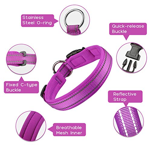 MASBRILL Reflective Dog Collar, Adjustable Nylon Pet Collars for Puppy Small Medium Large and Extra Large Dogs, with One Pet Training Clicker for Dogs Cats Behavioral Training