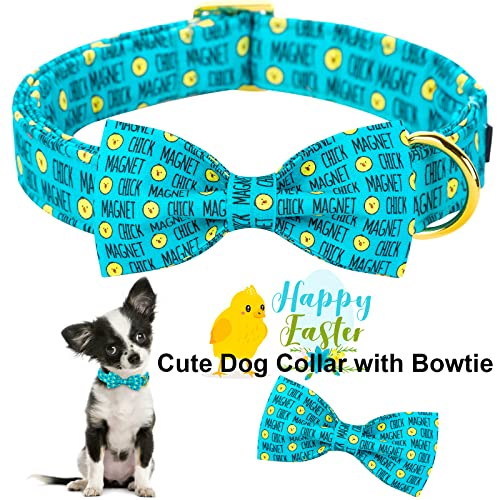 ARING PET Easter Dog Collar-Adorable Chick Dog Collar with Bow, Adjustable Bowtie Dog Collars with Metal Buckle for Small Medium Large Dogs