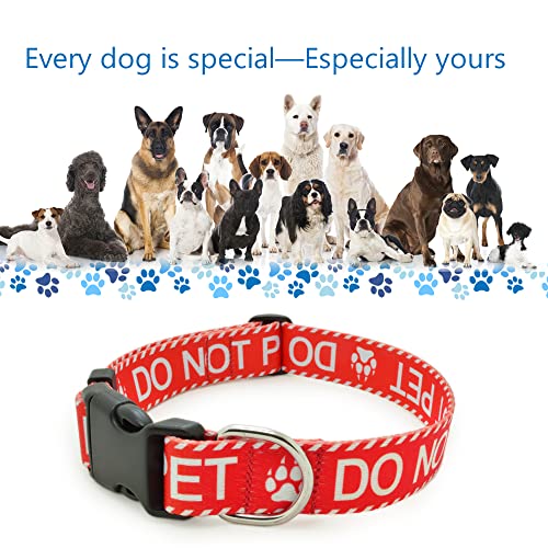 DWOOFG Dog Collar for DO NOT PET, Sturdy Durable with Buckle , Red Dog Collars for Small Medium Large Dogs, Premium Adjustable Polyester Pet Collar