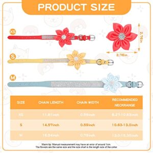 HOWWFALY Dog Collars Cat Collars Rhinestone Shiny Collars Adjustable Size with Cute Sunflowers for Kittens and Puppies (S, Red)