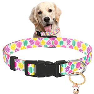 Blahhey Easter Dog Collar for Small Medium Large Dogs, Adjustable Comfortable Dog Collar with Plastic Buckle, Easter Gift for Your Dogs, Cats, Pets, Easter Egg, Rabbit Pendant