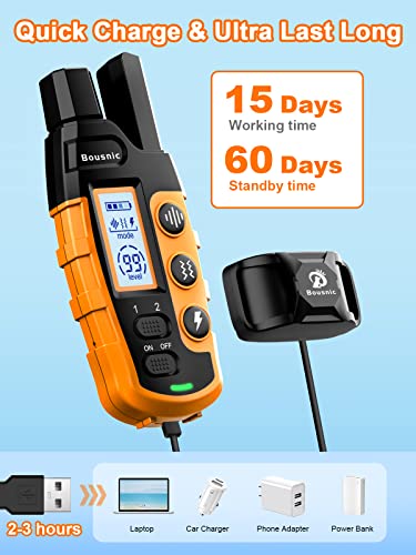 Bousnic Dog Shock Collar 2 Dogs (5-120Lbs) - 3300 ft Waterproof Training Collar for Dogs Large Medium Small with Rechargeable Remote, Beep (1-8) Vibration (1-16) and Humane Shock (1-99) Modes