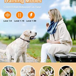 Bousnic Dog Shock Collar 2 Dogs (5-120Lbs) - 3300 ft Waterproof Training Collar for Dogs Large Medium Small with Rechargeable Remote, Beep (1-8) Vibration (1-16) and Humane Shock (1-99) Modes