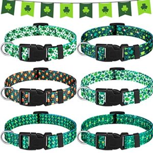 6 pieces st. patrick’s day dog collars adjustable holiday soft basic dog collars comfy cat collar with plastic buckle for small medium large dogs cats puppy pets accessories (large)