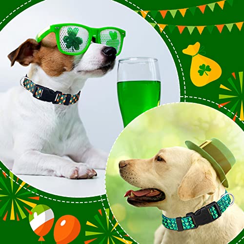 6 Pieces St. Patrick's Day Dog Collars Adjustable Holiday Soft Basic Dog Collars Comfy Cat Collar with Plastic Buckle for Small Medium Large Dogs Cats Puppy Pets Accessories (Large)