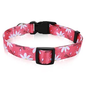 TIESOME Adjustable Soft Dog Collar, Bohemia Floral Multicolor Cute Patterns for Small Medium Large Pet Puppy Walking Running Training (Red M)