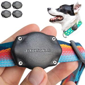 tagvault pet (4 pack) – the original airtag dog collar waterproof mount, ultra-durable, fits all width collars | elevation lab