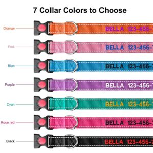 Personalized Dog Collar - Reflective Custom Embroidered with Pet Name and Phone Number for Boy and Girl Dogs, 4 Adjustable Sizes, XSmall,Small, Medium and Large