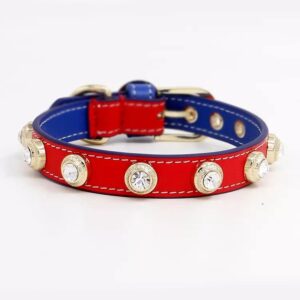 Generic Luxury Diamond Dog Cat Collar Bling Czech Rhinestone Genuiner Leather Pet Collar Necklace High-end Big Crystal Pure Handmade Dogs/Basic Collars/Leather/All seasons/Print/Breakaway,Jeweled,Padd