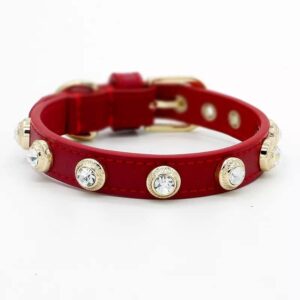 Generic Luxury Diamond Dog Cat Collar Bling Czech Rhinestone Genuiner Leather Pet Collar Necklace High-end Big Crystal Pure Handmade Dogs/Basic Collars/Leather/All seasons/Print/Breakaway,Jeweled,Padd