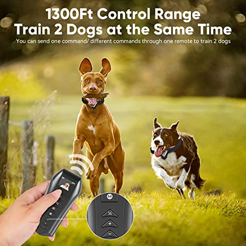 Electric Dog Training Collar with Remote,Upgraded 2 Dogs 1300ft Dog Training Collar IP67 Dustproof Waterproof 4 Training Modes for Medium Large Dog Shock Collar Rechargeable Adjustable Dog Bark Collar