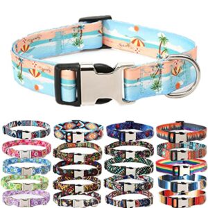 dog collar with bohemia floral tribal geometric patterns – soft ethnic style training collar adjustable for small medium large dogs