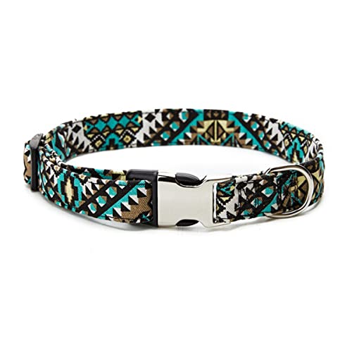 Dog Collar with Bohemia Floral Tribal Geometric Patterns - Soft Ethnic Style Training Collar Adjustable for Small Medium Large Dogs