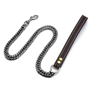 ezuri traction rope pet dog leash gold chain puppy collar necklace stainless steel bulldog collar leash 17mm small middle large dog leash (color : a, size : 1)
