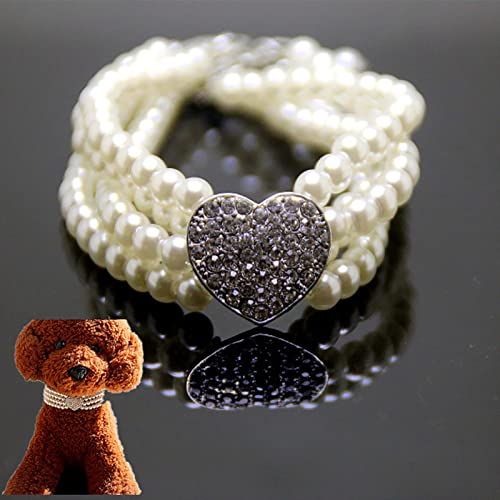 Pet Collar with Pearl Diamond Necklace Jewelry Adjustable cat and Dog - Chihuahua Yorkie Girl Costume Accessories
