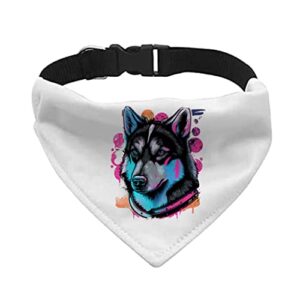 Siberian Husky Dog Pet Bandana Collar - Paint Scarf Collar - Husky Dog Bandana - XL