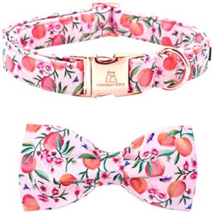 lionheart glory dog collar with bow tie pink peach dog collar girl soft durable adjustable puppy gift collar bows spring collar dog bow