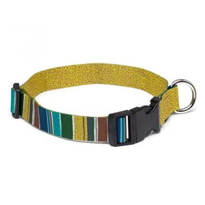 seawoof large dog collar – recycled plastic comfortable webbing breathable dog training tool – green stripe – large