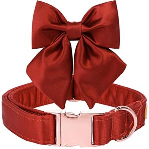cxdtbh red silk dog collar puppy collar with bowtie adjustable dog collar pet gift for small medium large ( size : m )