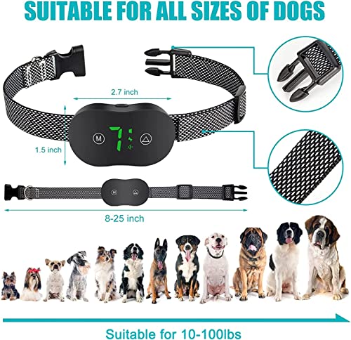 Dog Bark Collar, Dog Anti Barking Control Devices Collar, Rechargeable No Bark Collars with 7 Adjustable Sensitivity and Intensity Beep Vibration Training Bark Collar for Small Medium Large Dogs