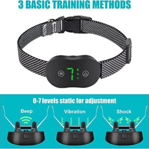 Dog Bark Collar, Dog Anti Barking Control Devices Collar, Rechargeable No Bark Collars with 7 Adjustable Sensitivity and Intensity Beep Vibration Training Bark Collar for Small Medium Large Dogs