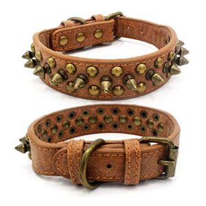 personalized soft leather dog collar custom stylish adjustable pet collar leather for small medium large dogs