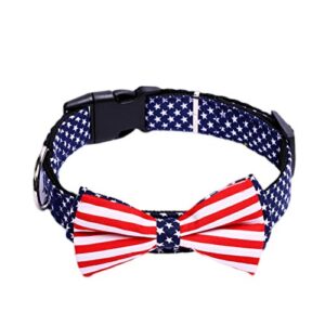 pet dog collar, american flag dog collar, creative bowknot pet ring, comfortable dog cat personalized collars bowtie for large, medium, small dogs – size m (size : medium)