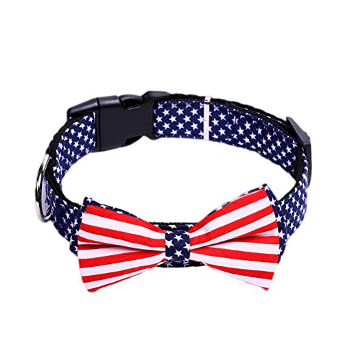 Pet Dog Collar, American Flag Dog Collar, Creative Bowknot Pet Ring, Comfortable Dog Cat Personalized Collars Bowtie for Large, Medium, Small Dogs - Size M (Size : Medium)