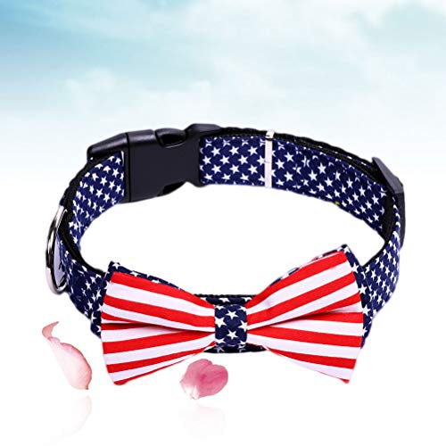 Pet Dog Collar, American Flag Dog Collar, Creative Bowknot Pet Ring, Comfortable Dog Cat Personalized Collars Bowtie for Large, Medium, Small Dogs - Size M (Size : Medium)