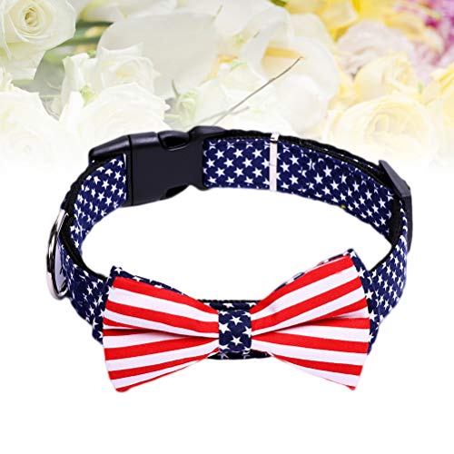 Pet Dog Collar, American Flag Dog Collar, Creative Bowknot Pet Ring, Comfortable Dog Cat Personalized Collars Bowtie for Large, Medium, Small Dogs - Size M (Size : Medium)