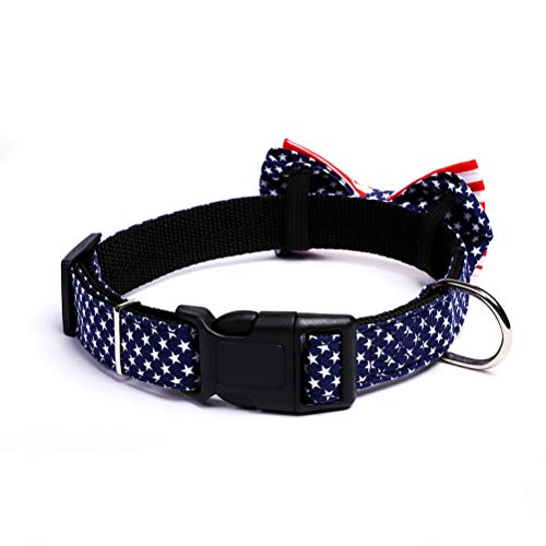 Pet Dog Collar, American Flag Dog Collar, Creative Bowknot Pet Ring, Comfortable Dog Cat Personalized Collars Bowtie for Large, Medium, Small Dogs - Size M (Size : Medium)