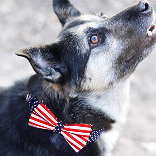 Pet Dog Collar, American Flag Dog Collar, Creative Bowknot Pet Ring, Comfortable Dog Cat Personalized Collars Bowtie for Large, Medium, Small Dogs - Size M (Size : Medium)