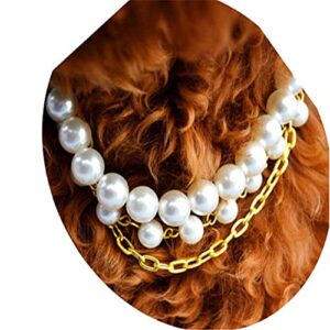 Dog Collars Pet Pearl Necklace Cute Doggie Cat Summer Collar with Crystal Rhinestone for Cats Puppy Costume