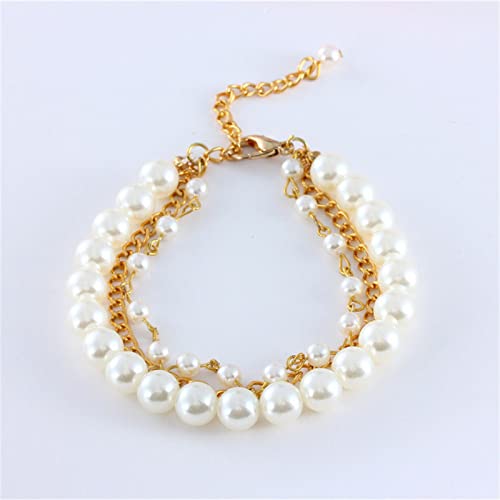 Dog Collars Pet Pearl Necklace Cute Doggie Cat Summer Collar with Crystal Rhinestone for Cats Puppy Costume