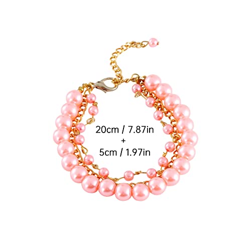 Dog Collars Pet Pearl Necklace Cute Doggie Cat Summer Collar with Crystal Rhinestone for Cats Puppy Costume