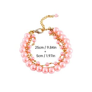 Dog Collars Pet Pearl Necklace Cute Doggie Cat Summer Collar with Crystal Rhinestone for Cats Puppy Costume