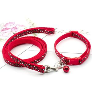 ahegas strong dog leash 1pcs lovely dog leash and collar set 1.2m for puppy cat traction rope dog collar harness durable walking pet supplies anti-lost ( color : rojo )