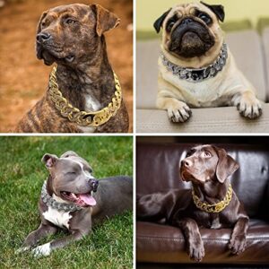 Dog Chain Diamond Cuban Collar, 32MM Heavy Duty Chew Proof Walking Chain Collar with Safe Buckle Design, Luxurious Necklace for Medium Large Dogs