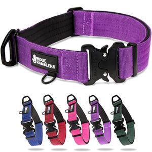 ridge ramblers heavy duty dog collars for large dogs. this wide, padded, tactical dog collar has the strength and durability for your next adventure. perfect large dog collars for males or females