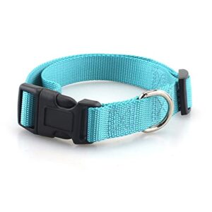 viwik dog collar with safety locking buckle, adjustable durable pet collars for small medium dogs, heavy duty basic collar nylon pet collar, teal-m