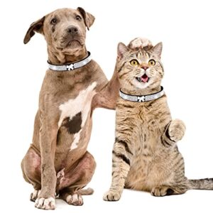 Bling Rhinestone Dog Cat Collar Adjustable Leather Dog Cat Rhinestone Collar for Small Medium Large Dogs（XXS 10"-L 20"） Black