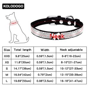 Bling Rhinestone Dog Cat Collar Adjustable Leather Dog Cat Rhinestone Collar for Small Medium Large Dogs（XXS 10"-L 20"） Black