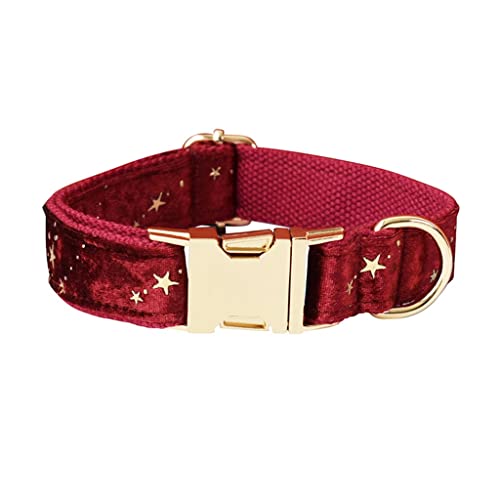 CXDTBH Personalized Dog Collar Christmas Red Velvet Bow Tie Pet Collar and Leash Set with Golden Stars Festival Dog (Color : D , Size : XL )