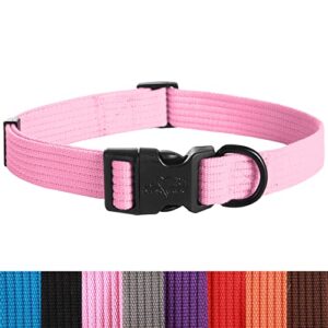 lynxking Dog Collar Soft Padded Breathable Cotton Solid Color Strong Adjustable Pet Collar for Little Puppy