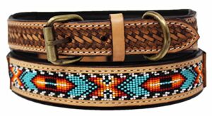 xsmall 9”- 13” basket weave tooled padded leather beaded dog puppy 60rt19