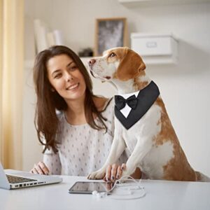 URROMA 1 PC Formal Dog Bandana Collar, Pet Tuxedo Collar with Bow Tie Dog Wedding Bowtie Collar, Black L